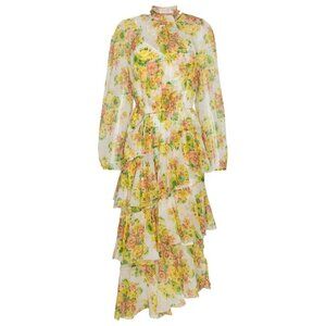 ZIMMERMANN Yellow Floral Ruffle Silk Dress & Matching Printed Slip 2 $695